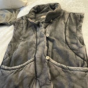 Charcoal faded cotton filled vest - heavy weight and funky